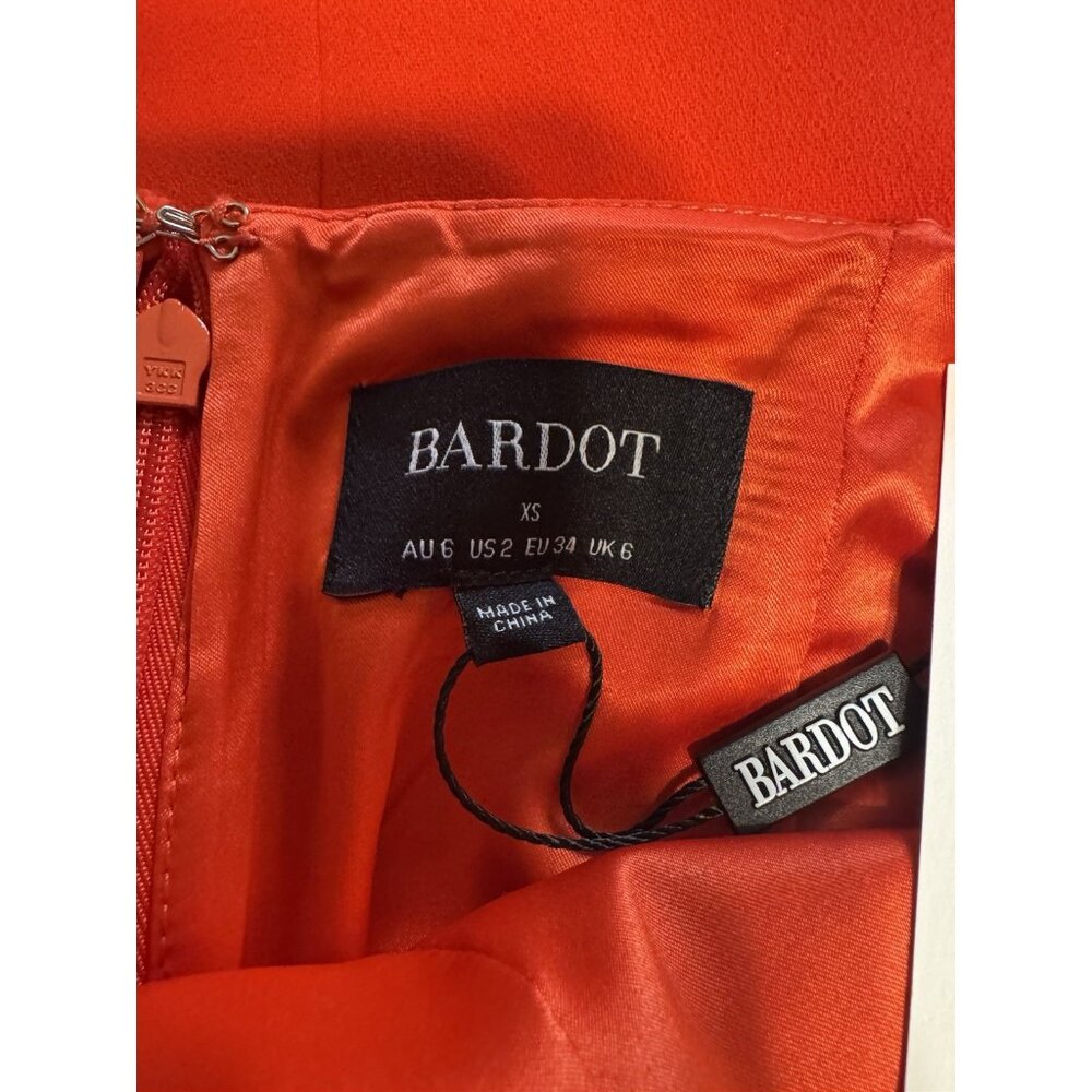 Bardot XS Veinna Dress US 2 Flame Orange Corset Midi Pencil Cut Out NEW - Picture 10 of 15